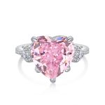 CZ Heart Shape Pink Diamond Silver Ring